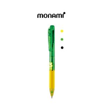 모나미 볼펜 3색볼펜 플립볼펜 0.7mm 형광+연필1P증정, 그린옐로우, 1개입