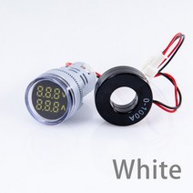 미니 디지털 전압계 전류계 22mm 라운드 ac 50-500v 0-100a 앰프 볼트 전압 테스터 미터 듀얼 led 표시기 파일럿 램프 라이트, 하얀, 교류 60-500v 0-100a