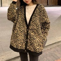 쇼매인 여성 빅사이즈 지브라 루즈핏 오버핏 모직 가디건 코트