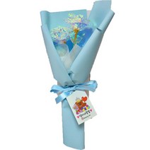 댕이네꽃밭 홀로그램 장미 2송이 다발, 하늘색 포장