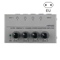 헤드폰앰프 Ha400 마이크로 앰프 초소형 4 채널 휴대용 미니 스테레오 헤드폰 미국 eu 전원 어댑터 조절 가, 01 EU Plug gray
