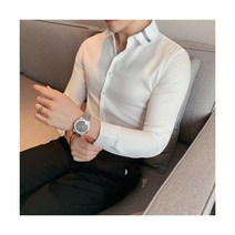 비즈니 남성 셔츠 패션 긴 소매 올 매치 슬림핏 트라이프 정장 블라우스