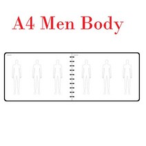 성경 필사 노트 A5 여성 패션 디자인 노트북 인체 템플릿 스케치 스타일 렌더링 의류 도구 매 용지 (120g), 07 A4 Men Body
