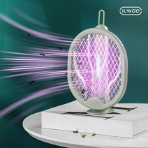 일우 전기모기채 파리채 수면중 모기 유인 전자 IW-X01 접이식, 화이트