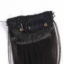 옆머리 붙임머리 똑딱이 부분 가발 머리 연장 여자옆머리가발 앞머리가발, 블랙