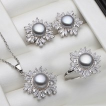 진짜 화이트 블랙 담수 천연 진주 세트 여성 결혼식 925 스털링 실버 목걸이 귀걸이 세트 보석 기념일 선물|Jewelry Sets|