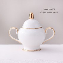 화이트골드 라인 본차이나 티파티 6인세트 영국 빈티지 찻잔 커피잔 엔틱 선물, Sugar Bowl 360ml