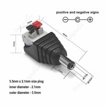 암 수 DC 플매트 카펫 러그 커넥터 CCTV 카메라 태양 전지 패널 LED 스트립용 전원 어댑터 5.5mm x 2.1mm 5V 12V 잭 3-100 개, 02 type A male_03 10pcs