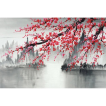 FIYO 보석 십자수 오락 40x50cm 사각비즈/원형비즈 1Set IP, A-No.23붉 은 매화(Round)