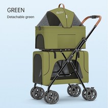 애완 LD03F 경량 접이식 더블 데커 애완 동물 유모차 강아지 쓰레기 분리형 고양이 상자 보관 가능한 트롤, 03 green_01 68x48x105cm
