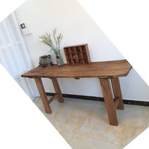야외 벤치 고재 테이블 원목 상판 우드슬랩식탁, 사각 다리 테이블 약 170x55-60x75