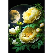 보석십자수 DIY 다이아몬드 페인팅 공작 새 백조 자수 판타지 꽃 모자이크 크로스 스티치 키트 수제 홈 인테리어, 20x30cm Round, KN2086