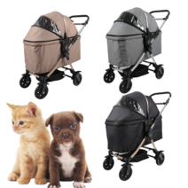 다견 다묘 쌍둥이 2마리 중형견 유모차 개모차 냥모차 애견 반려견 웰시코기, 블랙/골드프레임