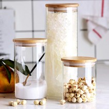 cocooning 대나무원목 뚜껑 실리콘팩킹 고급 내열유리 밀폐용기 3size, 500ml
