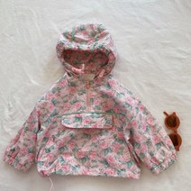 도오빠 로즈프릴 아동 후드 아노락 꽃무늬 바람막이 자켓 티셔츠 캐주얼 아우터 봄 가을 여아 키즈 주니어 어린이