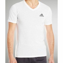 아디다스 ADIDAS 아디다스 남성 에센셜 테크 V 넥 티셔츠 B20131 화이트