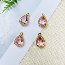 헤세드 크리스탈 수정 물방울 펜던트, 핑크
