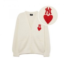 MLB 엠엘비 하트 원포인트 가디건 NY D.Cream 3AKCH0234-50CRD
