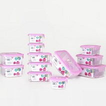 원터치 밀폐용기 원스락 12종 - 리빙박스 양념통 도시락통 반찬통 고정리 비스프리 플라스틱 밥보관용기, 핑크