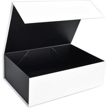자석싸바리박스 싸바리박스 박스케이터링 HUAHENGCHI Gift Box with Lid for Presents11.5x8.1x3.8 Inches, 04 A White/Black