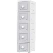 Conworld Super Light Weight Slim Plastic 5 Drawers Narrow Dresser with 4 Wheels Self-Assembling B, 1개