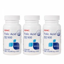 [GNC] 엽산 800 (100정) 100일분 x3병_(48090x3), 단품, 단품