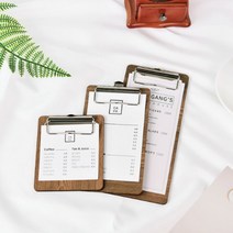 컬러 우드 영수증 빌지 미니 클립보드 집게형 메뉴판 계산서 메모지, 대, 핑크