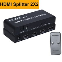 스플리터 HDMI 2.0 분배기 Toslink Axu 포트 5.1 CH HDR 스위처 PS5 PS4 프로 애플 TV용 4K 60HZ 1X2, [02] HDMI Splitter 2X2, [03] US power supply