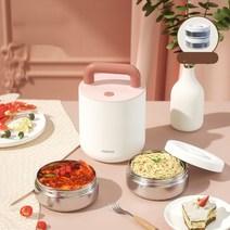 보온 도시락 스텐반찬통 도시락반찬통 온열 보전 도시락 초장열 보전 쌀 버킷 가사직 근로자 휴대용 학생 대용량 다층 도시락, 딤파우더1.4L-316스테인리스 스틸