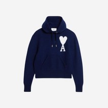 아미 빅 하트 로고 인타르시아 후드 노틱 블루 화이트 AMI de Coeur Oversize Intarsia 후드 Nautic Blue White