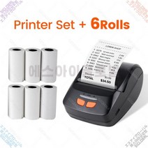 레이저 각인기 마킹기 블루투스 미니 휴대용 무선 감열식 프린터 안드로이드 모바일 58mm 영수증 티켓, 07 BK Add 6Rolls_02 미국 플러그