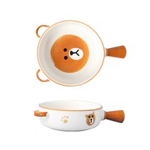 유미코 북유럽풍 손잡이 라면그릇 이쁜 그라탕릇 그라탕 접시 파스타그릇, 귀가 있음, 불곰