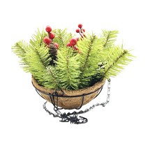 인공분재 Artificial Christmas Hanging Basket With Pine Cones Berry Clusters Iron Tree Ornaments DIY Hom, [02] Type 2