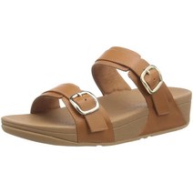 Fitflop 여성용 Lulu 조절 가능한 가죽 슬라이드 라이트 탠