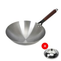 무쇠웍 중화웍 나무 손잡이 궁중팬 캠핑 북경팬 프라이팬, 36cm +뚜껑