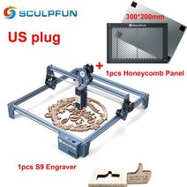 각인기계 SCULPFUN-S9 90W 레이저 조각 기계 초박형 빔 쉐이핑 기술 목재 아크릴 410x420mm, 04 US with Panel