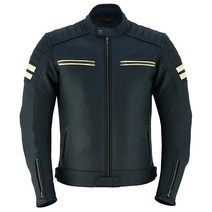 INTAN Safety with Style 남성용 오토바이 아머드 (천연 그레인) 가죽 재킷 IN3026A 블랙.