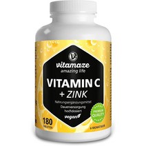 독일직구 비타민C 1000mg + 바이오플라보노이드 + 아연 180정 채식주의자 마그네슘 스테아레이트 미포함 독일제 6개월분, 수량, 상세참조
