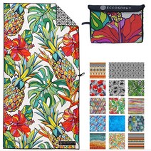 ECCOSOPHY 성인용 극세사 비치 타월 파우치 포함 오버사이즈 여행용 180.3 x 88.9cm71 35인치 빠른 건조 수영장 모래 없는 대형 라구나 USA 미국, Honolulu