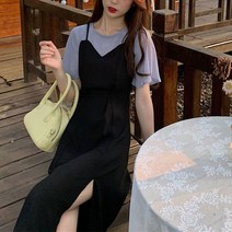 빅사이즈 통통녀 대형 여성용 제주도 옷차림 프렌치 투피스 드레스 롱 스커트 B11