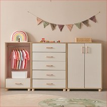 미니 소형 드레스룸 아이방 오픈 서랍 옷걸이 어린이 옷장 600 1칸, 상품선택, 크림화이트