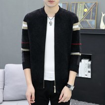 Makone 상표등록 니트 카디건 남 캐주얼 무난하게 코디된 남성 니트 칼라 체크 밍크