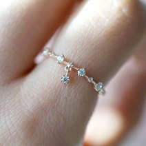실버925 14k 로즈골드 참 딸랑이 큐빅 레이어드 실 봄 반지