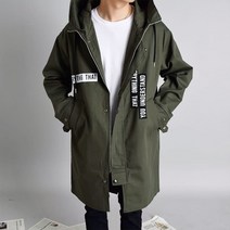 [2컬러] 남자 커쇼 봄 가을 오버핏 간절기 테잎 롱 후드 면 야상