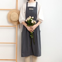 스토리빙 린넨 원피스 앞치마, 네이비