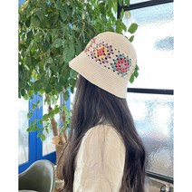 (DIY) 모티브버킷햇 패키지 뜨개모자 만들기 코바늘 뜨개키트, 화이트