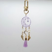 고급 명품 예쁜 드림캐쳐 키링 키홀더, 선물포장, 보라, 1개