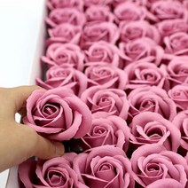 럭셔리핑크 비누장미 50송이 한박스 꽃대미포함
