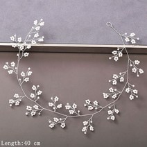 진주 라인석 여성 머리띠 웨딩 헤어 액세서리 신부 티아라 쥬얼리 실버 컬러 헤어밴드, 06 Silver Color