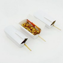포장대장 핫도그트레이 (원터치덮개형) 300매 150x60x50mm 무지 화이트 핫바 소떡소떡 종이트레이, 핫도그 트레이 (덮개형)